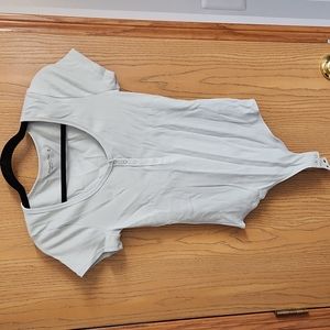 Abercrombie Short-Sleeve Ribbed Henley Bodysuit medium light blue